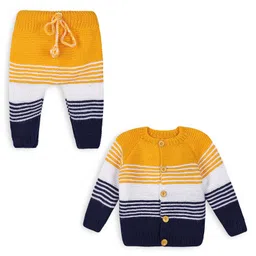 Windrop Solutions Full Sleeves Striped Crocheted Sweater With Coordinating Pajama Set - Multi Colour-picture-45