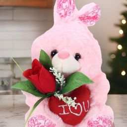 Tickles Rabbit with Rose Stuffed Soft Plush Animal Toy for Kids (Height 18 cm Color: Pink)-22