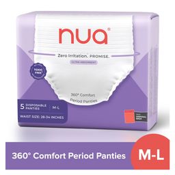 Nua Overnight Disposable Period Panties M - L 360 Degree Coverage for Protection - Pack of 5-30