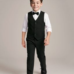 Pine Kids Knit Full Sleeves Solid Color 3 Piece Party Suit with Bow - Black-image-54