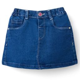 Babyhug Denim Mid Thigh Washed Skirt With Stretch - Blue-picture-33