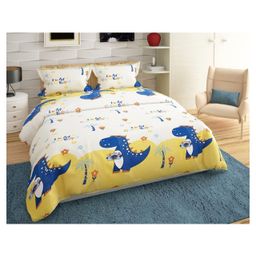 BHAIJI BEDSHEETS Glace Cotton Bed Sheet Double Bed With 2 Pillow Covers Kids Cartoon Prints - Camera Love Dinosaurs-image-80
