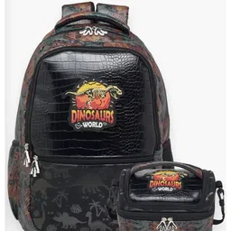 Little Surprise Box Jurasic Dino School Backpack & matching Lunch bag - Black - Height 17 Inches-picture-2