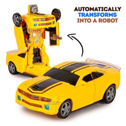 Fiddlerz Automatic 2 in 1 Deforming Toy With Light Sound & Bump N Go Car Toy For Kids - Multi color image 2
