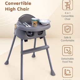 fab n funky 4 in 1 Convertible High Chair with Adjustable Height & Comfortable Seat - Grey image 2