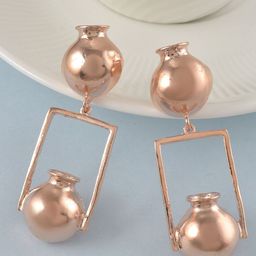 MEMOIR Copper-Plated Contemporary Matka Shaped Drop Earrings-18