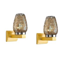 Somil Premium Designer Glass Wall / Night Lamp Elegant & Stylish Dcor Accent for Modern Interiors, color- Black, Golden Size- 18.5 X 28 X 26 CM-image-54