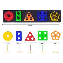 Vinmot Learning Geometric Shape Sorting and Stacking Activity Puzzle Blocks for Kids - Multicolour image 3