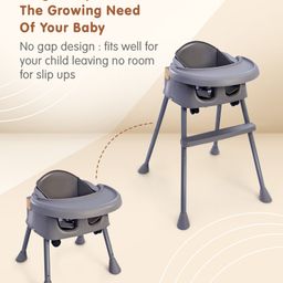 fab n funky 4 in 1 Convertible High Chair with Adjustable Height & Comfortable Seat - Grey image 3