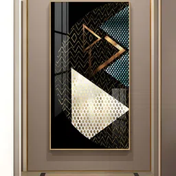 THE NEXT DECOR Triangular Opulence Glass Finish Vertical Wall Art-image-76