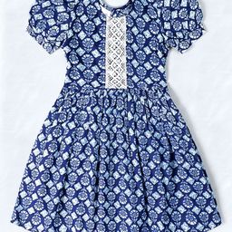 OMPAX Printed A-Line Round Neck Dress-23
