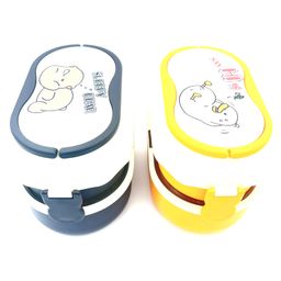 Sanjary 2 Layer 2 Box Large Capacity Bento Box with Handle Pack of 1 -Yellow image 4