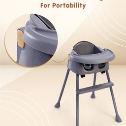 fab n funky 4 in 1 Convertible High Chair with Adjustable Height & Comfortable Seat - Grey image 4