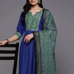 Libas Yoke Design Gotta Patti Kurta with Trousers & With Dupatta-image-98
