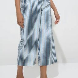 Utsa by Westside Blue Stripe Printed Cotton Ethnic Pants-image-105
