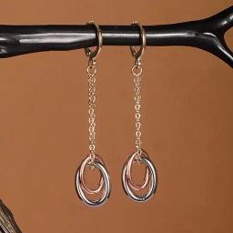 Saraf RS Jewellery Anti-Tarnish Rose Gold Plated Concentric Chain Drop Earrings for Women-44