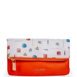 Sugarush Amber Orange & White Printed Medium Sling Handbag-image-5