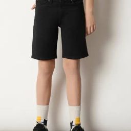 Jack & Jones Junior Black Solid Denim Shorts-image-43