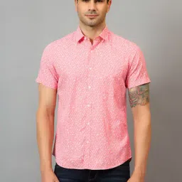 Cantabil Pink Regular Fit Printed Shirt-image-4