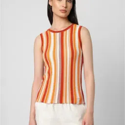 Van Heusen Orange Striped Top-image-20