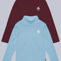 Kiddopanti Unisex Wine & Light Blue Solid Full Sleeves T-Shirt (Pack Of 2)-image-96