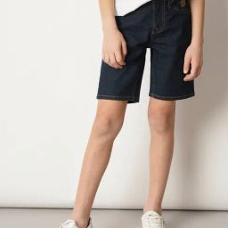 Jack & Jones Junior Dark Blue Solid Denim Shorts-picture-10