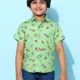 Tales & Stories Kids Green Printed Shirt-picture-7