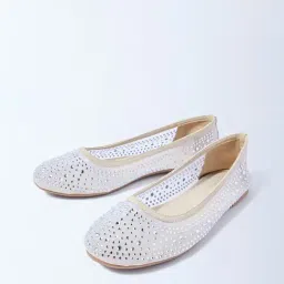 LUNA BLU by Westside Ivory Diamante Embellished Ballerina-picture-16