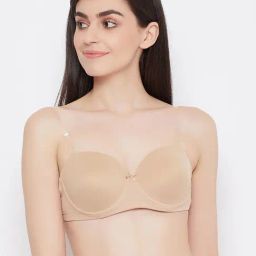 Clovia Beige Under Wired Padded Balconette Bra-image-42
