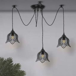 Homesake 3 Arms Spider Black Metal Adjustable DIY Lotus Pendant Light  (Bulb not included)-image-80