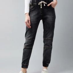 DOLCE CRUDO Black Mid Rise Joggers-image-46
