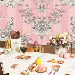 DE CHEVALERiE en Rouge Rose Macaroon White &Yellow Cotton Table Mats-22