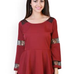 Belle Fille Maroon & Black Lace Top-picture-34