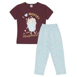 Todd N Teen Kids Plum & Blue Graphic Print T-Shirt with Pyjamas-image-59