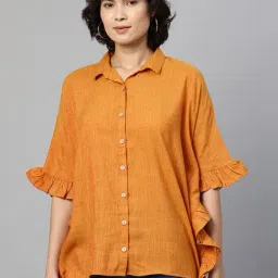 Cottinfab Mustard Regular Fit Rayon Shirt-10