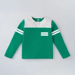 Ed-a-Mamma Kids Green Cotton Color Block Full Sleeves T-Shirt-picture-30