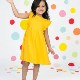 Totle Girls Yellow Cotton Regular Fit Dress-image-38