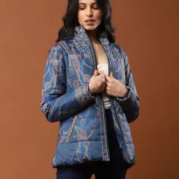 aarke Ritu Kumar Blue Printed Puffer Jacket-image-87