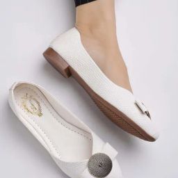 Shoetopia Kids White Flat Ballets-image-1