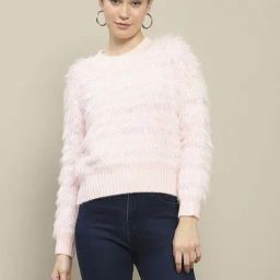 MADAME Peach Textured Sweater-image-19
