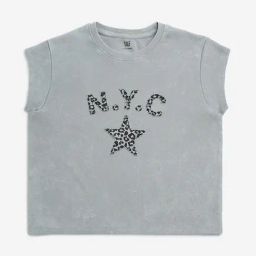 Y&F Kids by Westside Grey Text Design Cotton-Blend T-Shirt-image-86