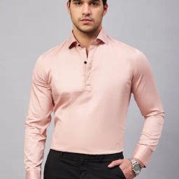 Louis Stitch Pink Cotton Regular Fit Shirt-image-41
