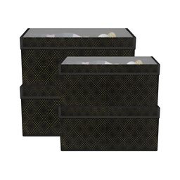 Aura Black Set of 4 Self Design Regular Wardrobe Drawer Organiser-14