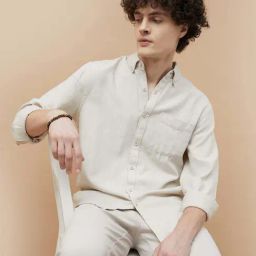 Fame Forever By Lifestyle Beige Cotton Regular Fit Shirts-image-69
