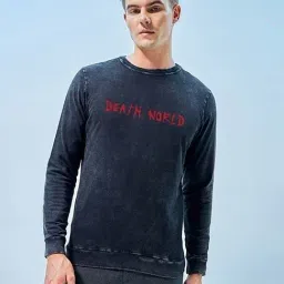 Bewakoof Black Regular Fit Graphic Print Sweatshirt-image-86