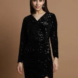 Allen Solly Black Embellished Bodycon Dress-image-0