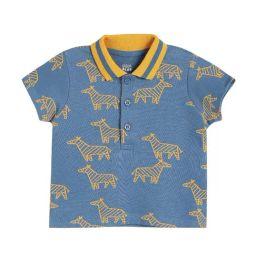 MINIKLUB Boys Blue Knit Printed Polo T-Shirt-image-79
