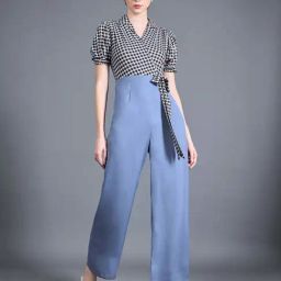 Miss Chase Blue & Black Chequered Jumpsuit-image-47