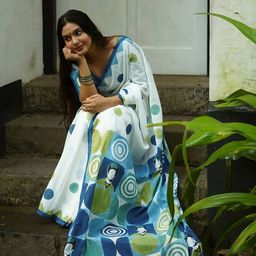 STAVA CREATION Geometric Printed Pure Cotton Chanderi Saree-26