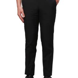 Park Avenue Black Super Slim Fit Flat Front Trousers-image-63